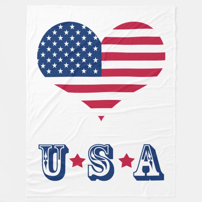 Amerika-Flagge USA Herz groß Fleecedecke (Vorderseite)