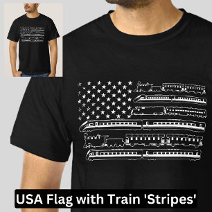 Amerika - Flaggen und Zugstreifen T-Shirt
