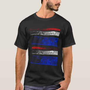Amerika Flaggenfarben Doppelverblasste Streifen Ur T-Shirt