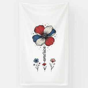 Amerika Floral Patriotisches Vintage Vektor Design Banner