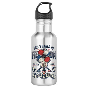 Amerika Floral Patriotisches Vintage Vektor Design Edelstahlflasche