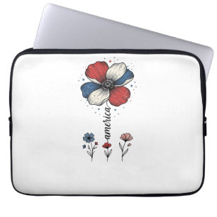 Amerika Floral Patriotisches Vintage Vektor Design Laptopschutzhülle