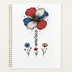 Amerika Floral Patriotisches Vintage Vektor Design Planer