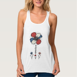 Amerika Floral Patriotisches Vintage Vektor Design Tank Top