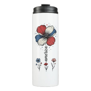 Amerika Floral Patriotisches Vintage Vektor Design Thermosbecher