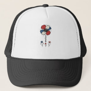 Amerika Floral Patriotisches Vintage Vektor Design Truckerkappe