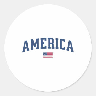 Amerika Frauen Männer Kinder amerikanische Flagge Runder Aufkleber