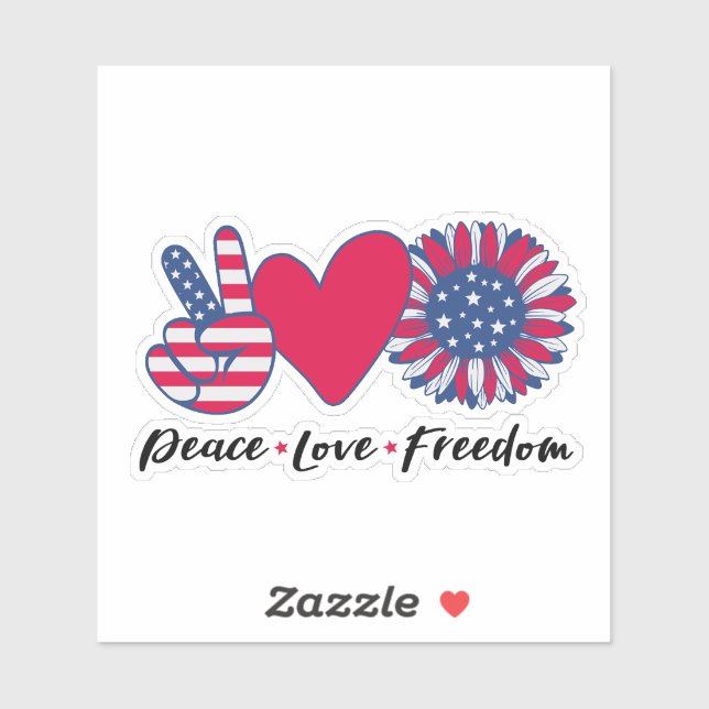 Amerika. Frieden. Liebe. Freiheit.  Aufkleber (Blatt)