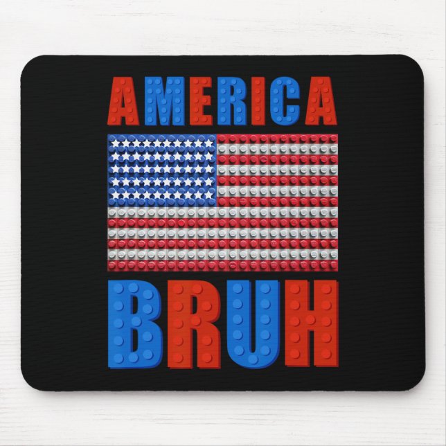 Amerika Gebäude Bricks Flag 4. Juli Mast Mousepad (Vorne)
