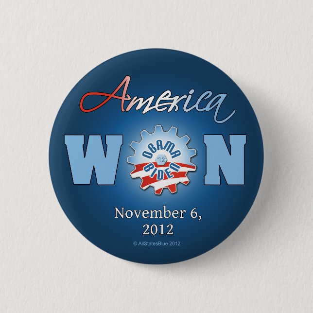 Amerika gewann am 6. November 2012 Button (Vorderseite)