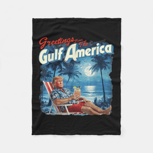 Amerika Golf Trump 2024 Retro Beach USA Fleecedecke (Vorderseite)