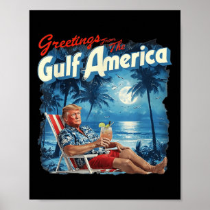 Amerika Golf Trump 2024 Retro Beach USA Poster
