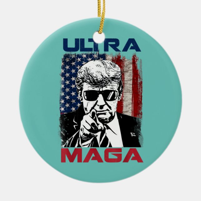 Amerika groß und stolz Patriot und Ultra Maga Keramik Ornament (Vorne)