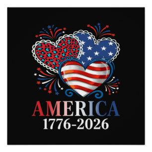 Amerika Herzen 1776-2026 patriotisch Poster
