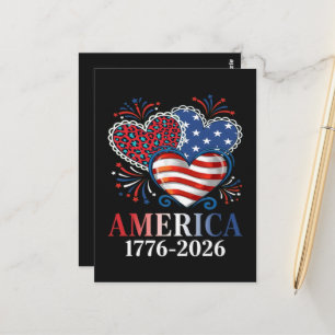 Amerika Herzen 1776-2026 Patriotisch Postkarte