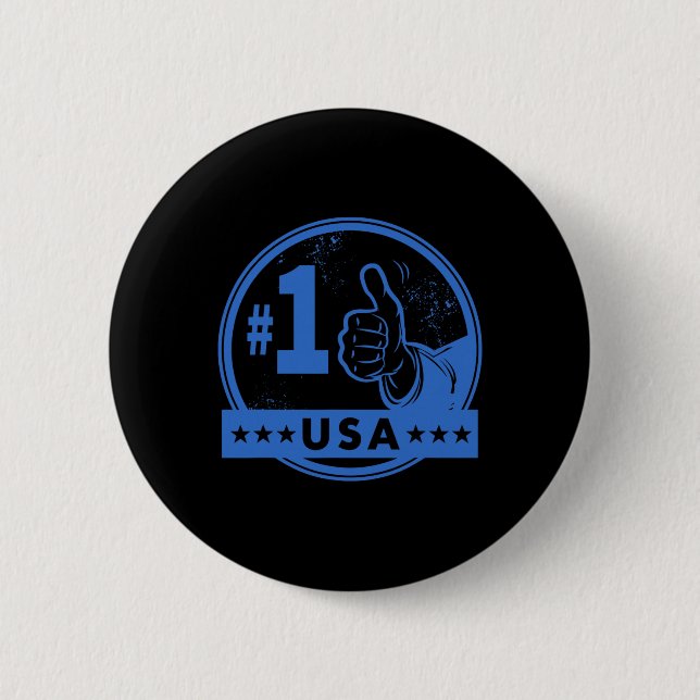 Amerika Ich Bin Nummer Eins USA Grafik Daumen Hoch Button (Vorderseite)