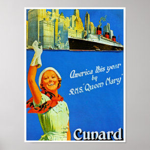 Amerika in diesem Jahr von RMS Queen Mary Poster