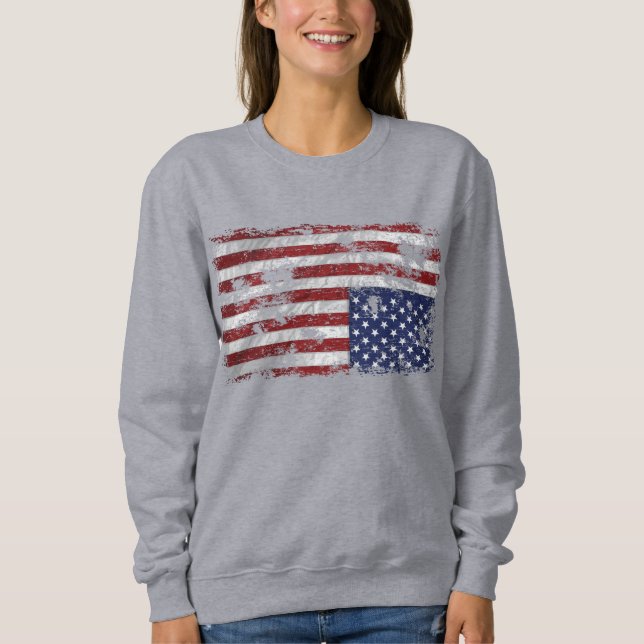 Amerika in Not - Aufwärtsflagge Sweatshirt (Vorderseite)