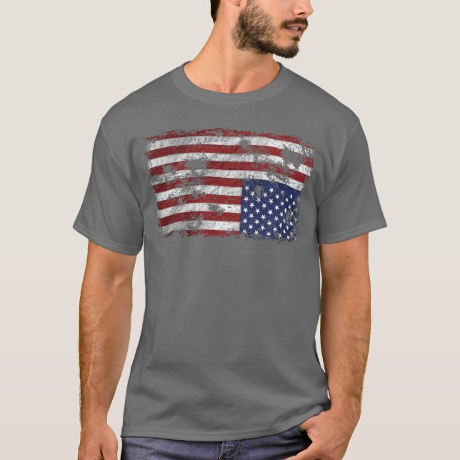 Amerika in Not - Aufwärtsflagge T-Shirt (Vorderseite)
