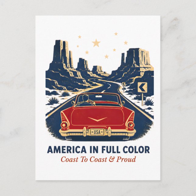 Amerika in voller Farbe Postkarte (Vorderseite)