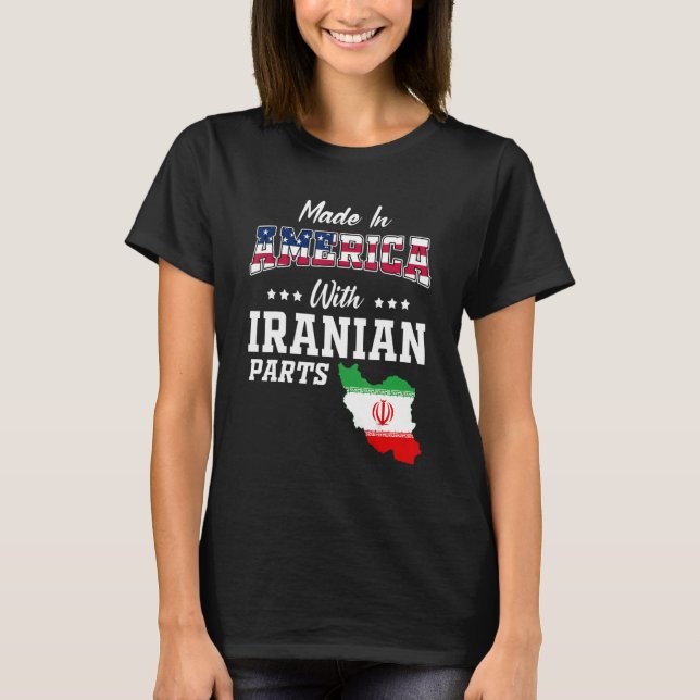 Amerika Iran Teile Iran Karte USA Flaggen Herkunft T-Shirt (Vorderseite)