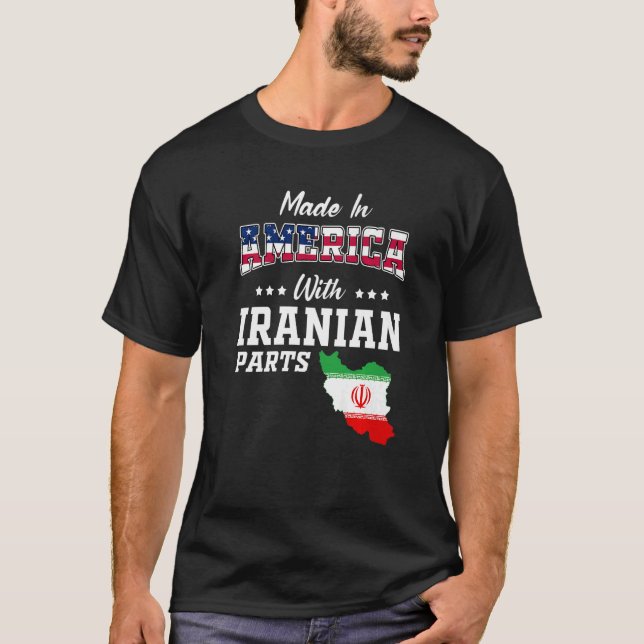 Amerika Iran Teile Iran Karte USA Flaggen Herkunft T-Shirt (Vorderseite)