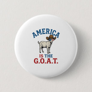 Amerika ist das G.O.A.T patriotisches Ziegen Cowbo Button