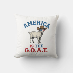 Amerika ist das G.O.A.T patriotisches Ziegen Cowbo Kissen