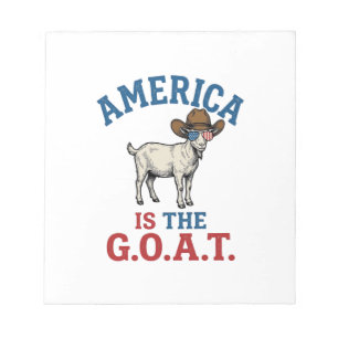 Amerika ist das G.O.A.T patriotisches Ziegen Cowbo Notizblock
