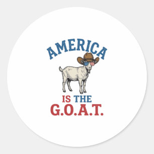 Amerika ist das G.O.A.T patriotisches Ziegen Cowbo Runder Aufkleber