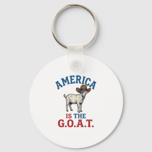 Amerika ist das G.O.A.T patriotisches Ziegen Cowbo Schlüsselanhänger