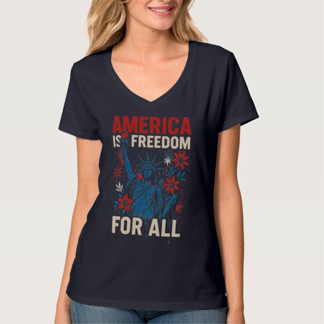 Amerika ist Freiheit für alle - Patriotische Gleic T-Shirt (Vorderseite)