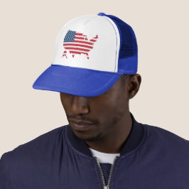 Amerika-Karte USA-Flagge Patriotische Snapback-Müt Truckerkappe