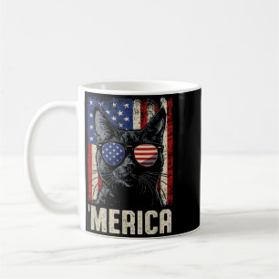 Amerika Katze Patriotisch Usa Flagge Sungles Lusti Kaffeetasse