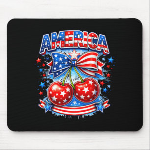 Amerika Kirsche Bogen Sterne Streifen USA 4. Juli Mousepad