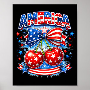 Amerika Kirsche Bogen Sterne Streifen usa 4. Juli Poster