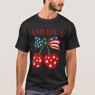 Amerika Kirschen Kokette Schleife Kirsche 4. Juli T-Shirt