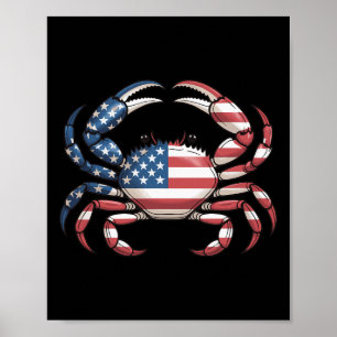 Amerika Krabbe Us Flag Meeresfrüchte Poster