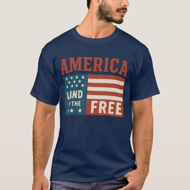 Amerika Land der freien Flaggennetzart T-Shirt (Vorderseite)