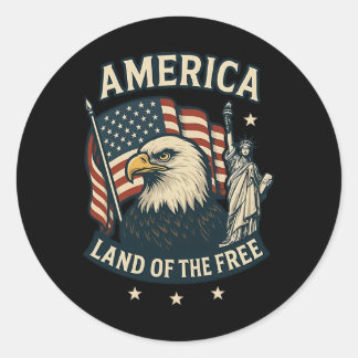 Amerika Land der Freien USA-Flagge 4. Juli  Runder Aufkleber