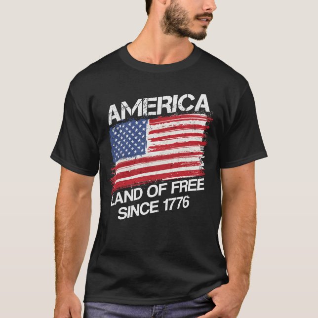 Amerika Land der Freiheit seit 1776 Patriotikameri T-Shirt (Vorderseite)