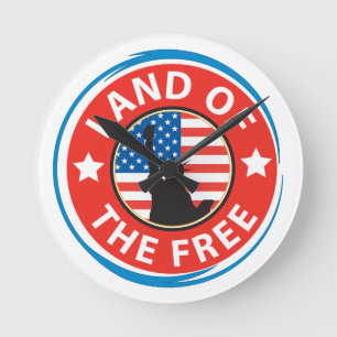 Amerika Land des Freien Patriotischen Runde Wanduhr