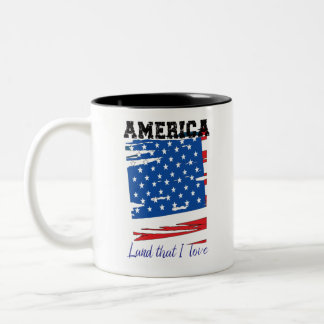 Amerika, Land I Liebe, Not leidende US-Flagge Zweifarbige Tasse