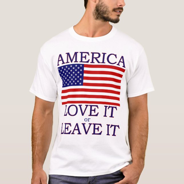Amerika Liebe es oder Verlasse es Flag Mens T - Sh T-Shirt (Vorderseite)
