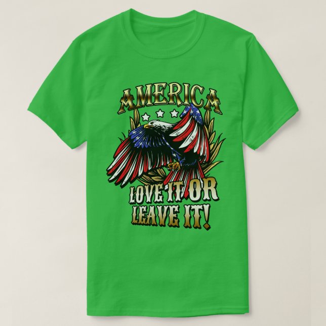Amerika Liebe es oder Verlasse es Patriotic Eagle T-Shirt (Design vorne)