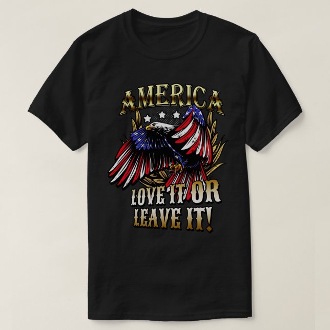 Amerika Liebe es oder Verlasse es Patriotic Eagle T-Shirt (Design vorne)