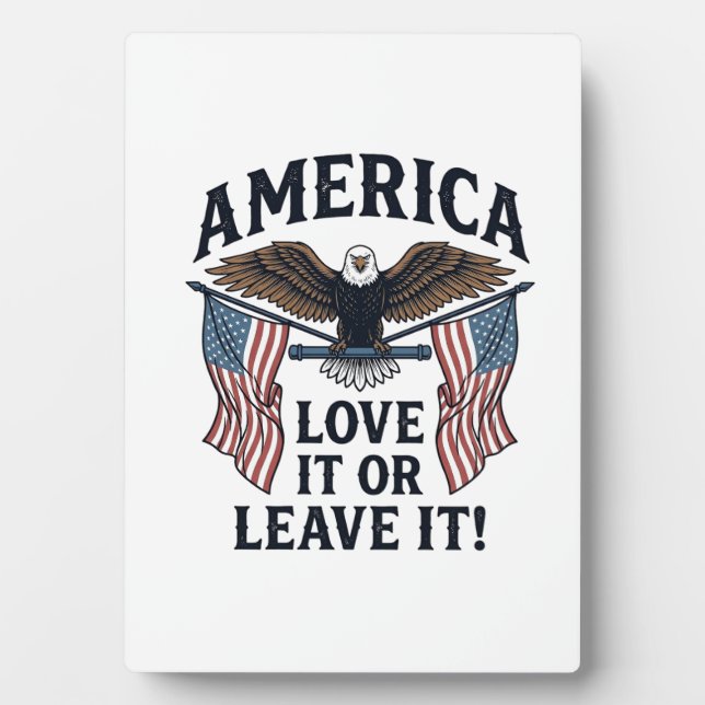 Amerika Liebe Es Oder Verlasse Es Patriotischer Ad Fotoplatte (Vorderseite)