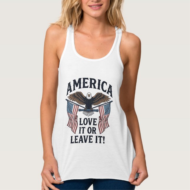 Amerika Liebe Es Oder Verlasse Es Patriotischer Ad Tank Top (Vorderseite)