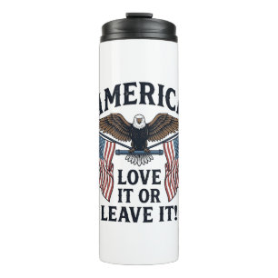Amerika Liebe es oder verlasse es Patriotischer Ad Thermosbecher