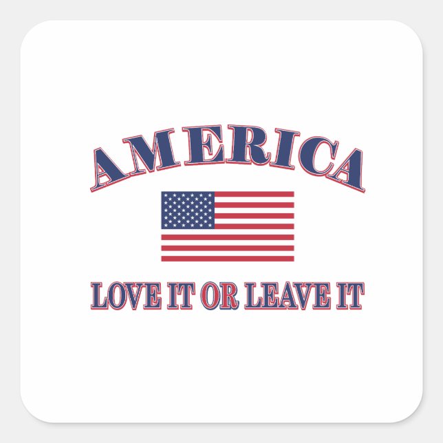 Amerika Liebe es oder verlasse es Quadratischer Aufkleber (Vorderseite)